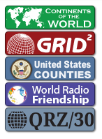 QRZ Awards: Continents of the World, GRID2, United States Counties, World Radio Friendship, QRZ/30